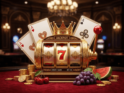 Interfaz de casino online premium con juegos de azar y slots